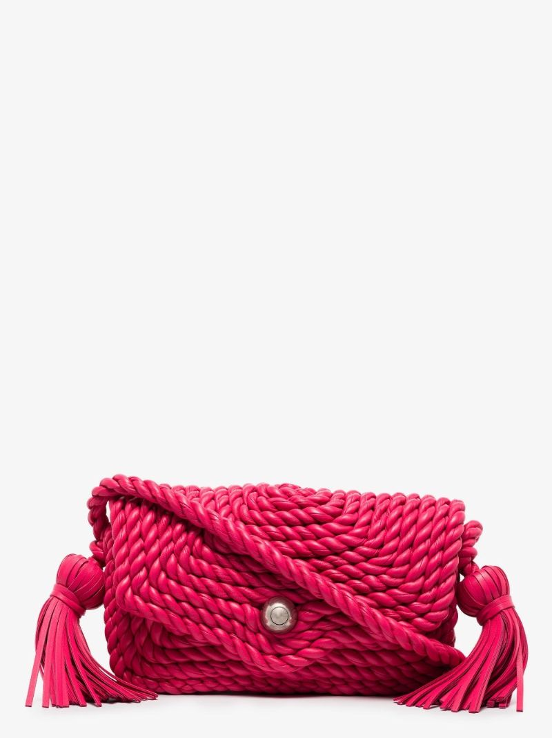 Pink Torchon Leather Shoulder Bag