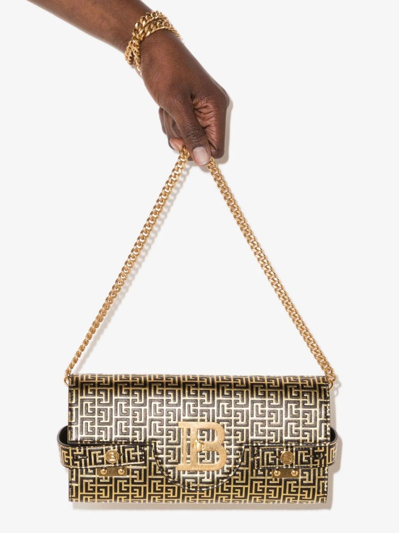 Black and Gold B-buzz Leather Clutch Bag