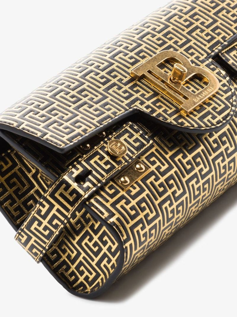 Black and Gold B-buzz Leather Clutch Bag