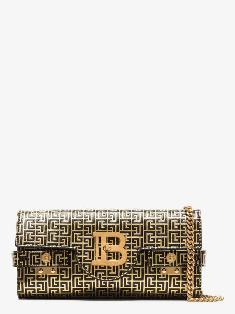 Black and Gold B-buzz Leather Clutch Bag