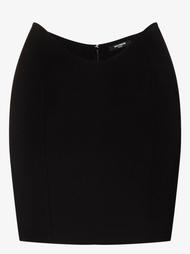 Black Curved Waist Mini Skirt