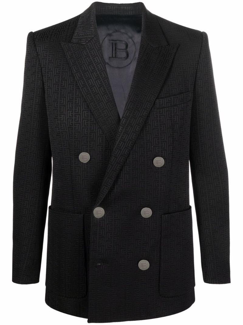 Black Double-breasted Monogram Blazer