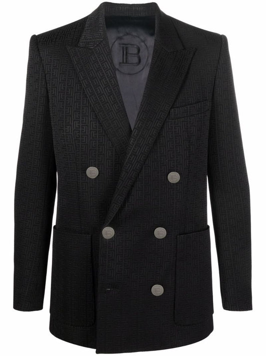 Black Double-breasted Monogram Blazer