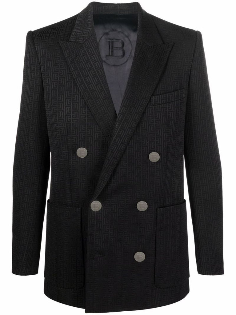 Black Double-breasted Monogram Blazer