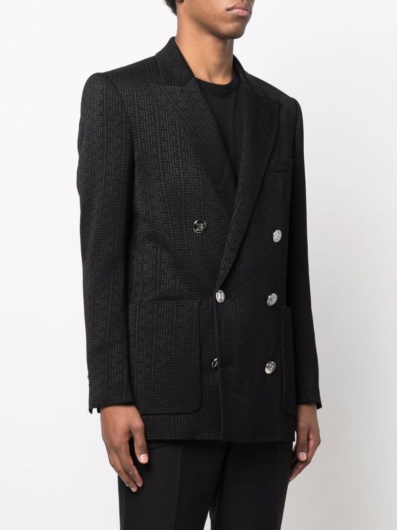 Black Double-breasted Monogram Blazer