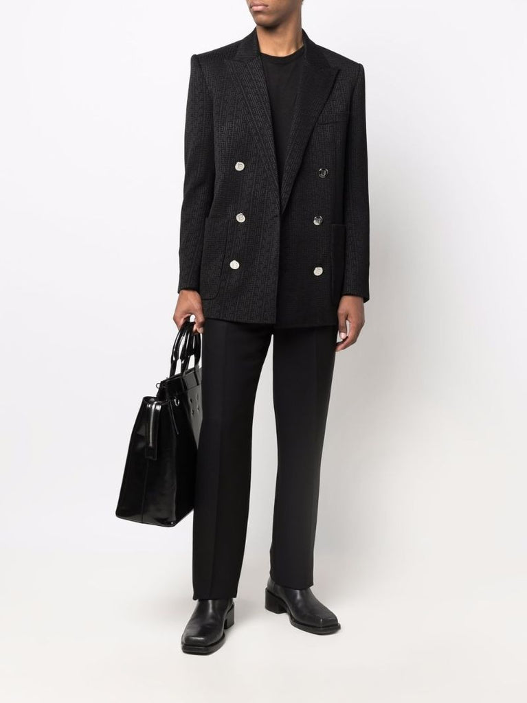 Black Double-breasted Monogram Blazer