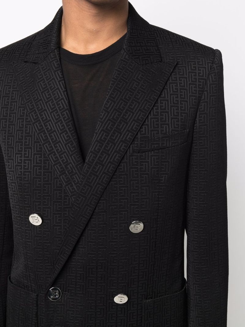 Black Double-breasted Monogram Blazer
