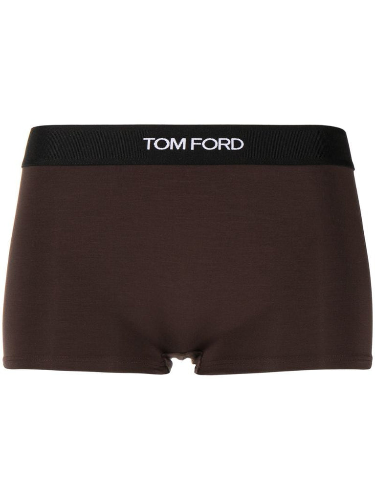 Brown High Waist Logo Band Boxer Briefs