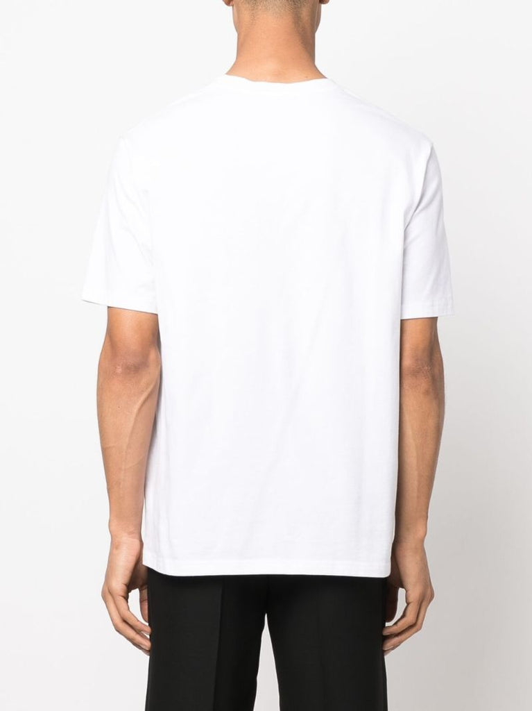 White Foil Logo Print Cotton T-shirt