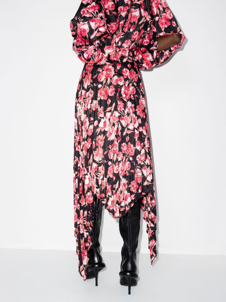 Nightmare Floral Print Pleated Skirt