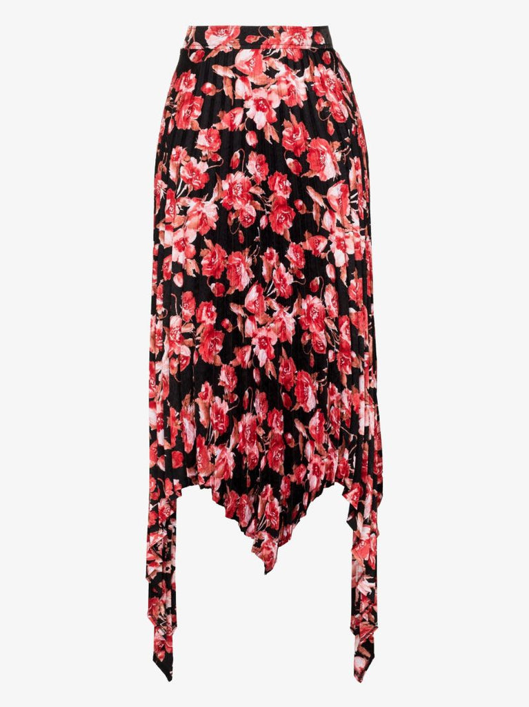 Nightmare Floral Print Pleated Skirt