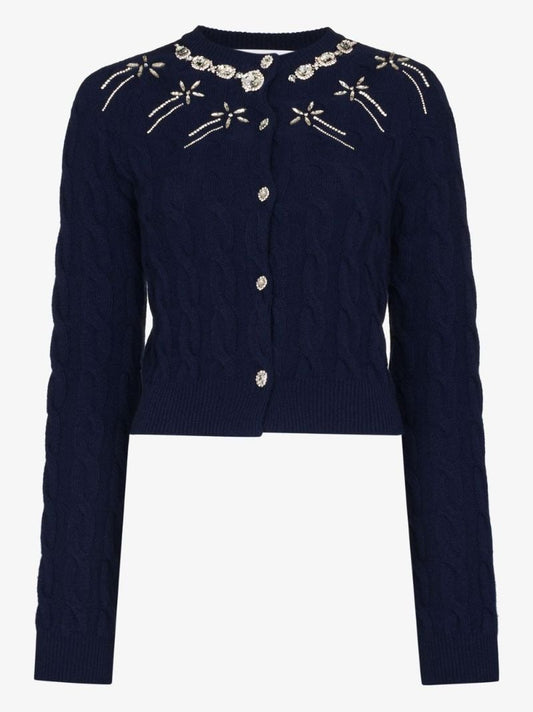 Embellished Cable Knit Cardigan