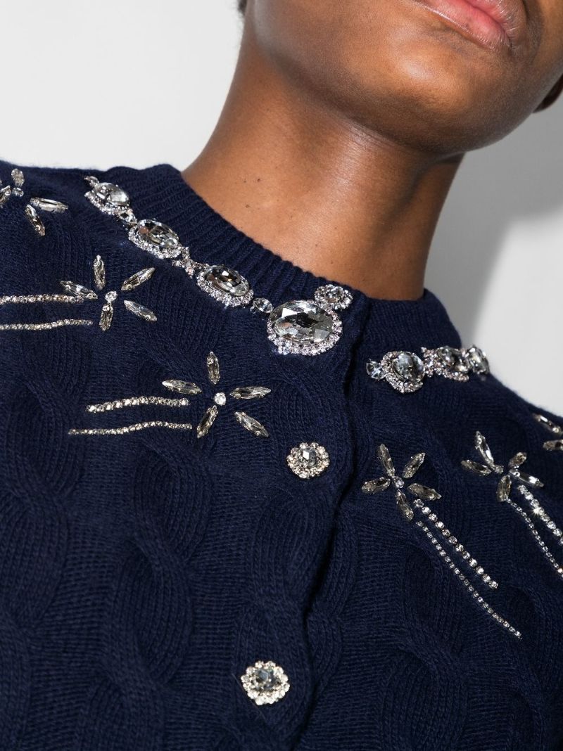 Embellished Cable Knit Cardigan