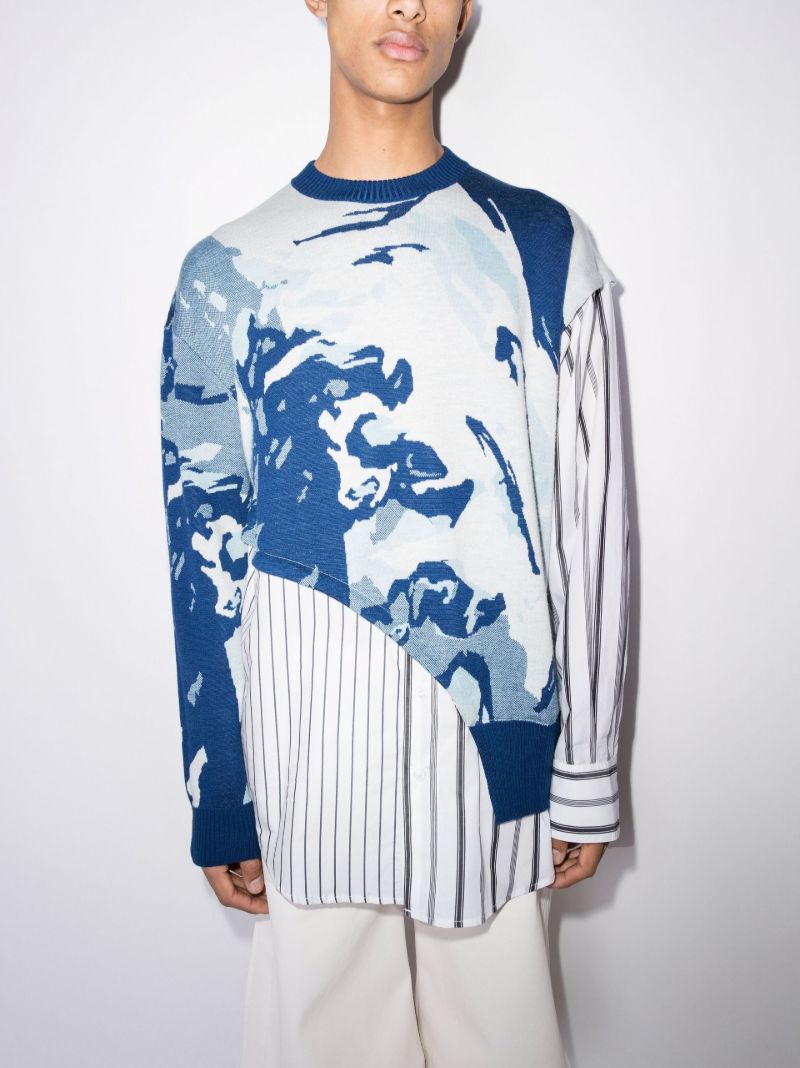 Half Sweater Half Shirt Wool Top