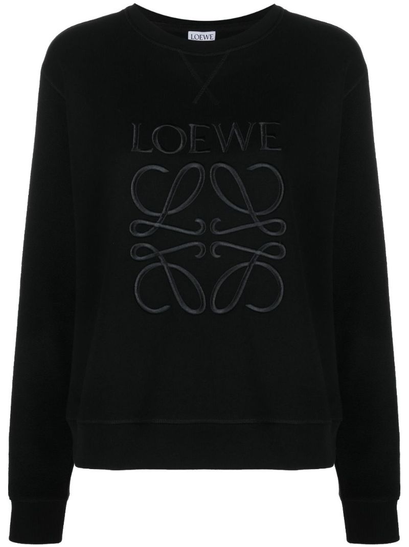 Black Anagram-embroidered Cotton Sweatshirt