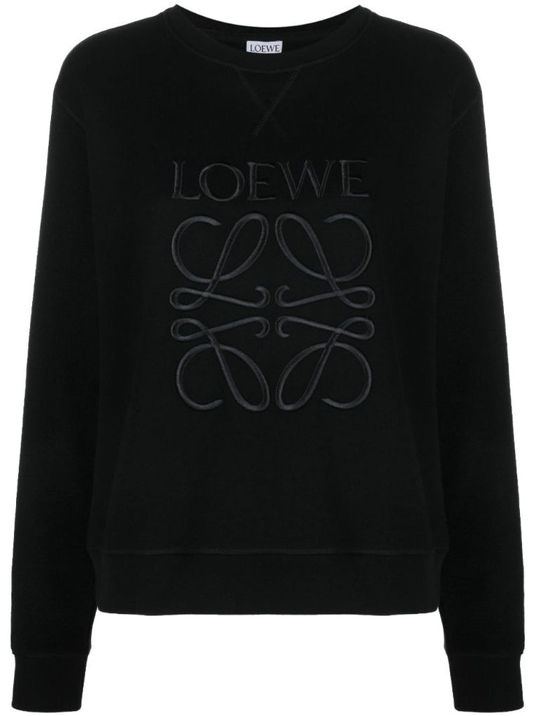 Black Anagram-embroidered Cotton Sweatshirt