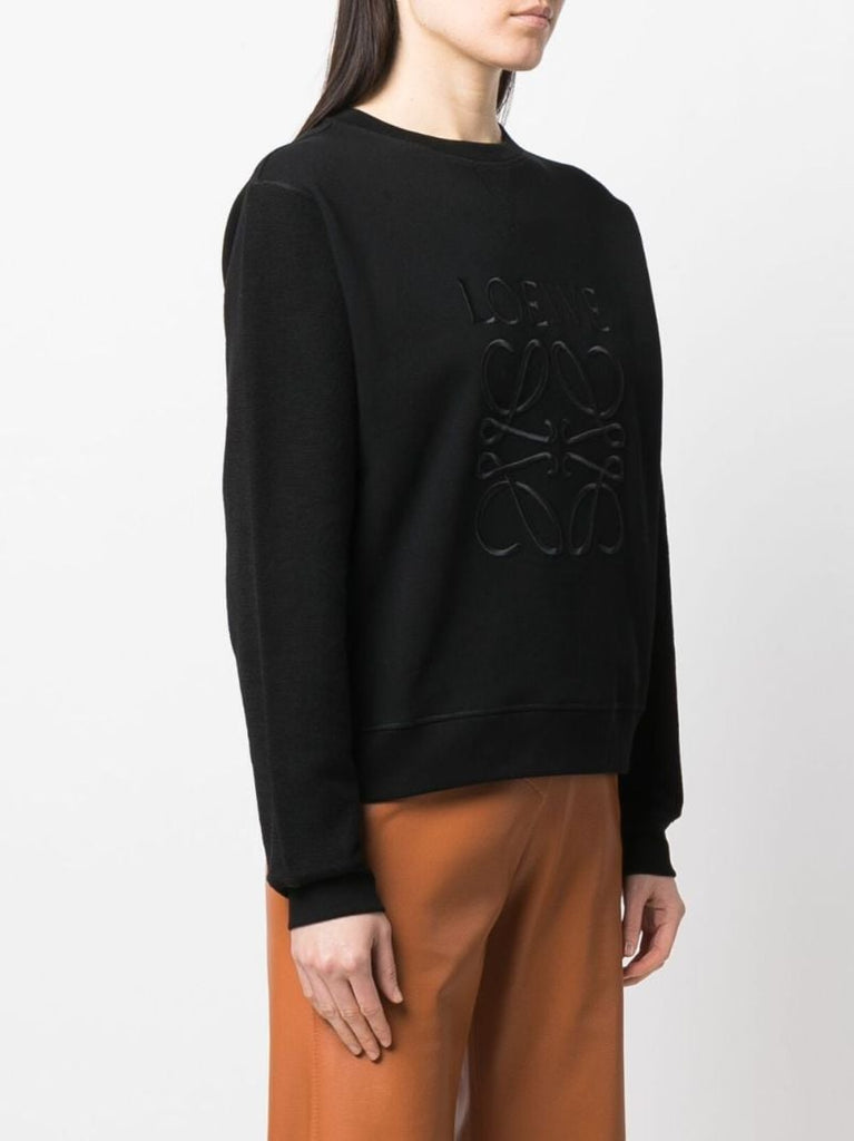 Black Anagram-embroidered Cotton Sweatshirt