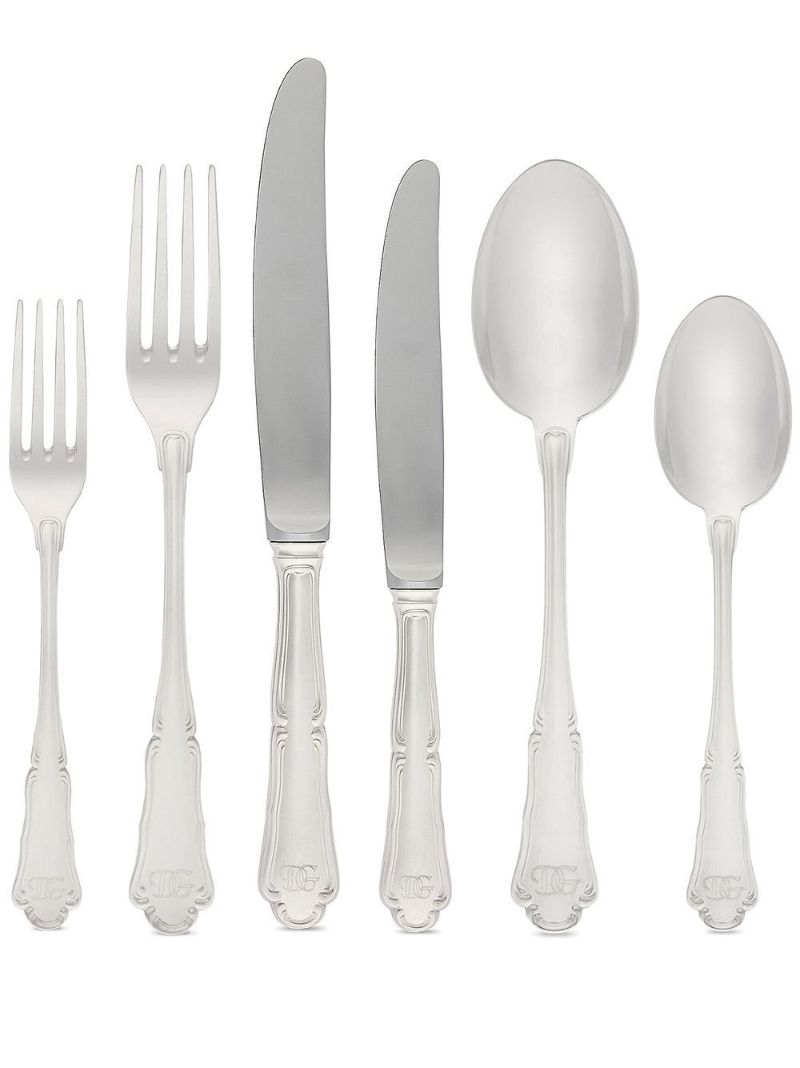 Silver-tone Logo Engraved Cutlery Set