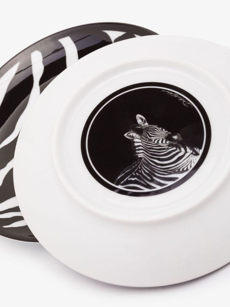 Black Zebra Print Porcelain Plate Set