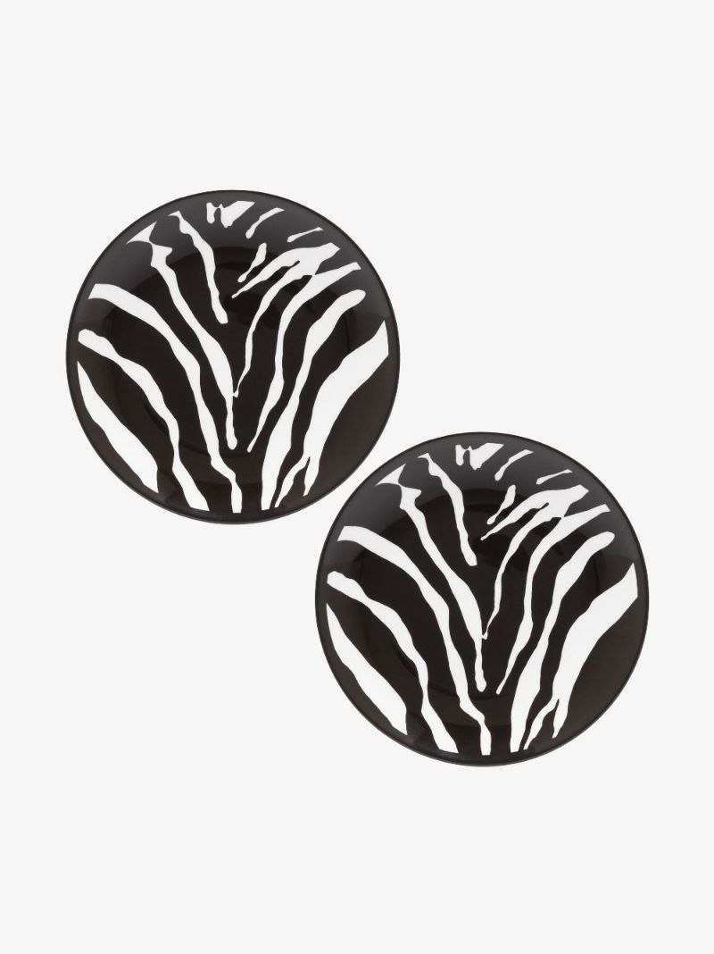 Black Zebra Print Porcelain Plate Set