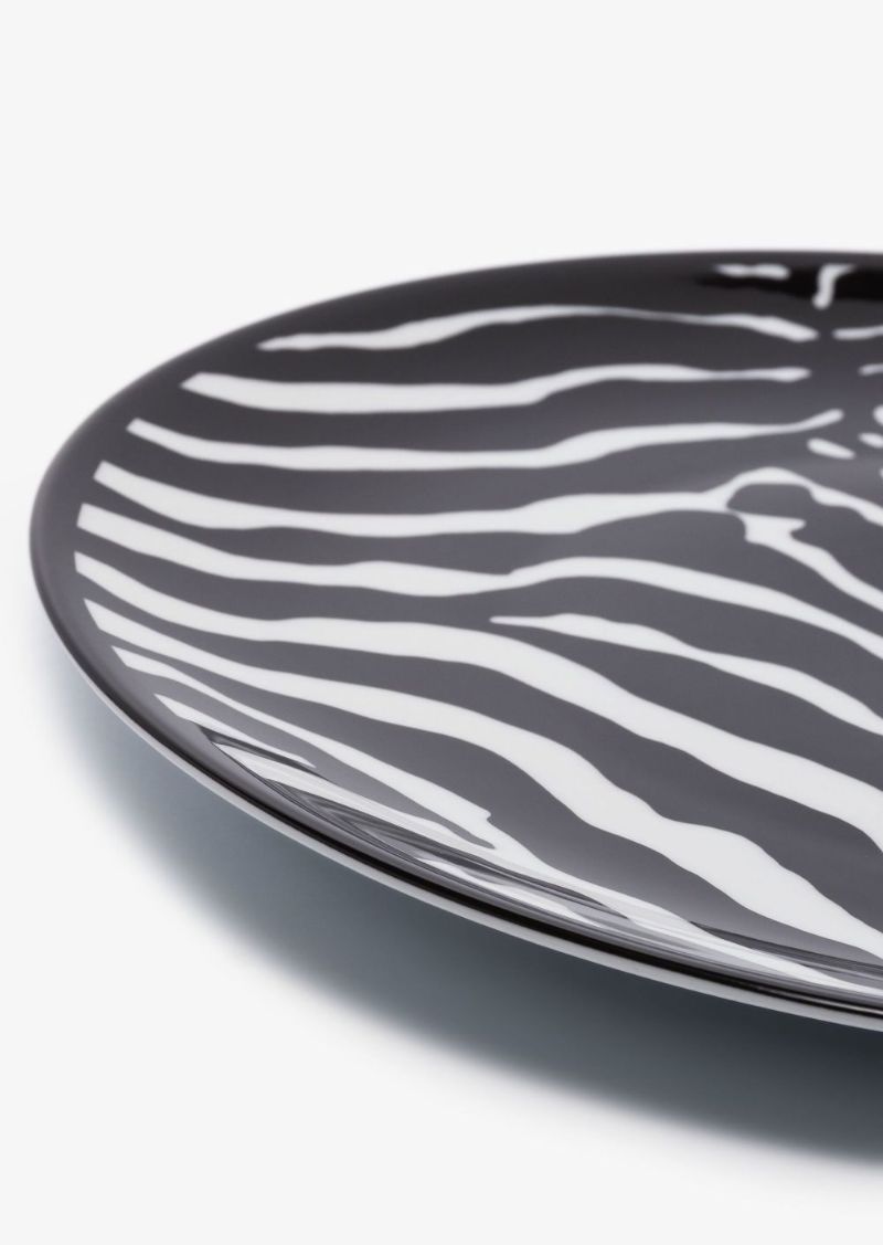 Black and White Zebra Porcelain Charger Plate