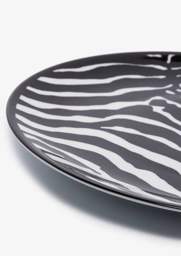 Black and White Zebra Porcelain Charger Plate