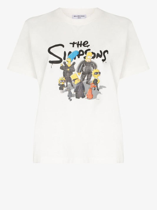 X the Simpsons White Printed Cotton T-shirt