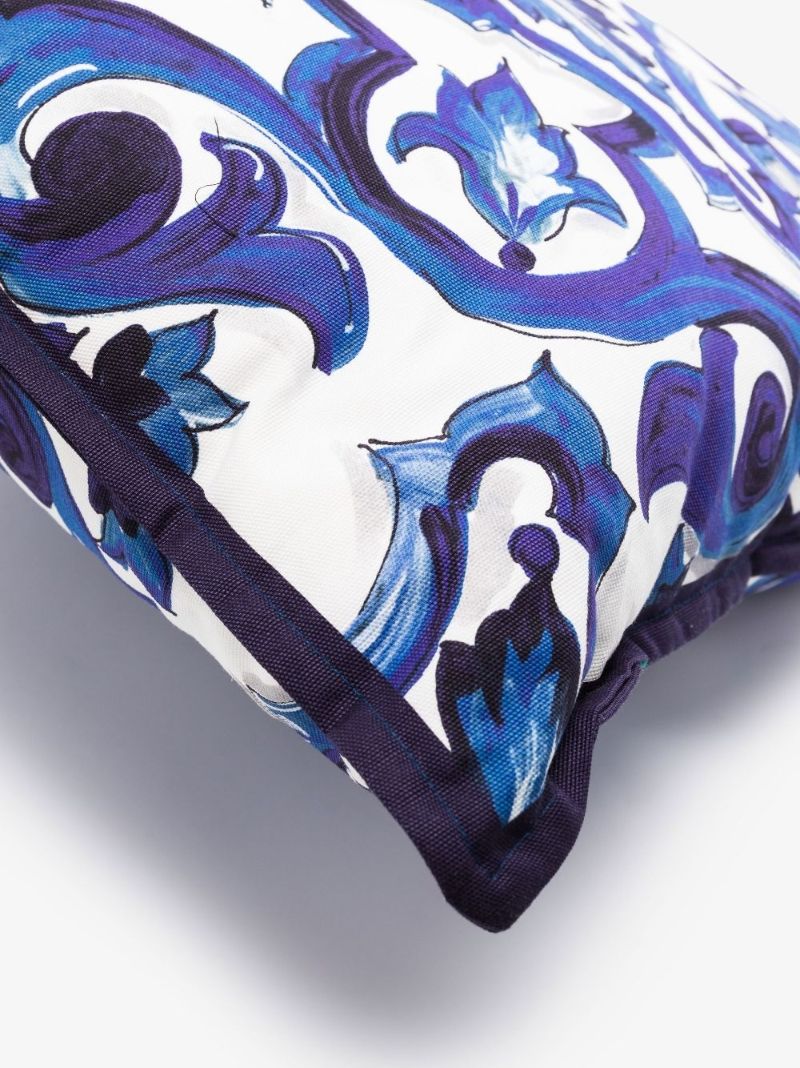 Blue Majolica Print Cotton Cushion
