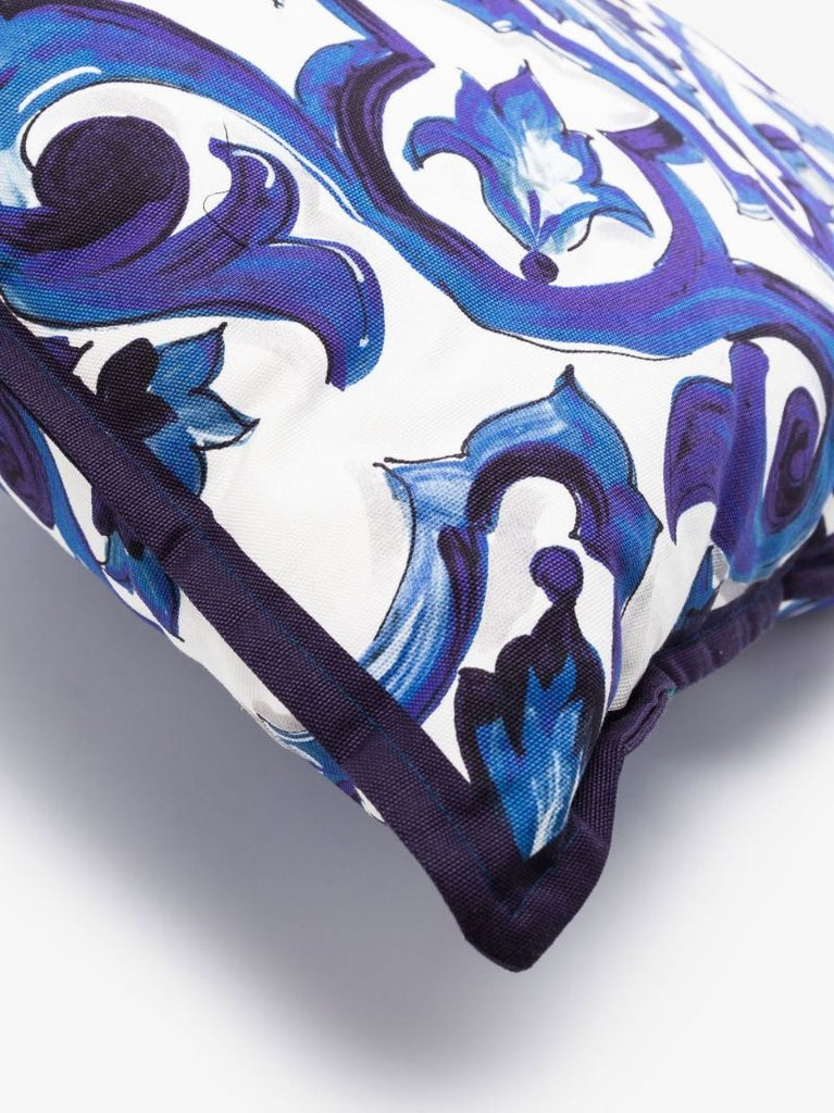Blue Majolica Print Cotton Cushion
