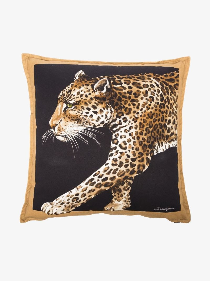 Black Leopardo Printed Medium Cushion