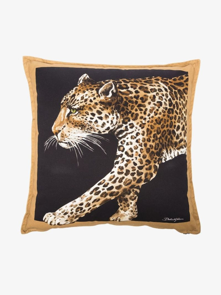 Black Leopardo Printed Medium Cushion