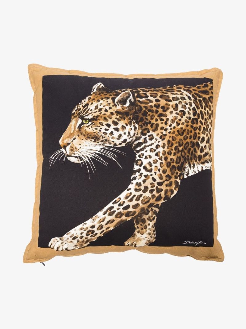 Black Leopardo Printed Medium Cushion