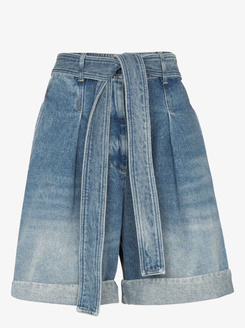 High Waist Paperbag Denim Shorts