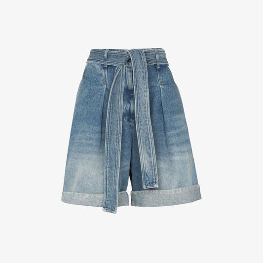 High Waist Paperbag Denim Shorts
