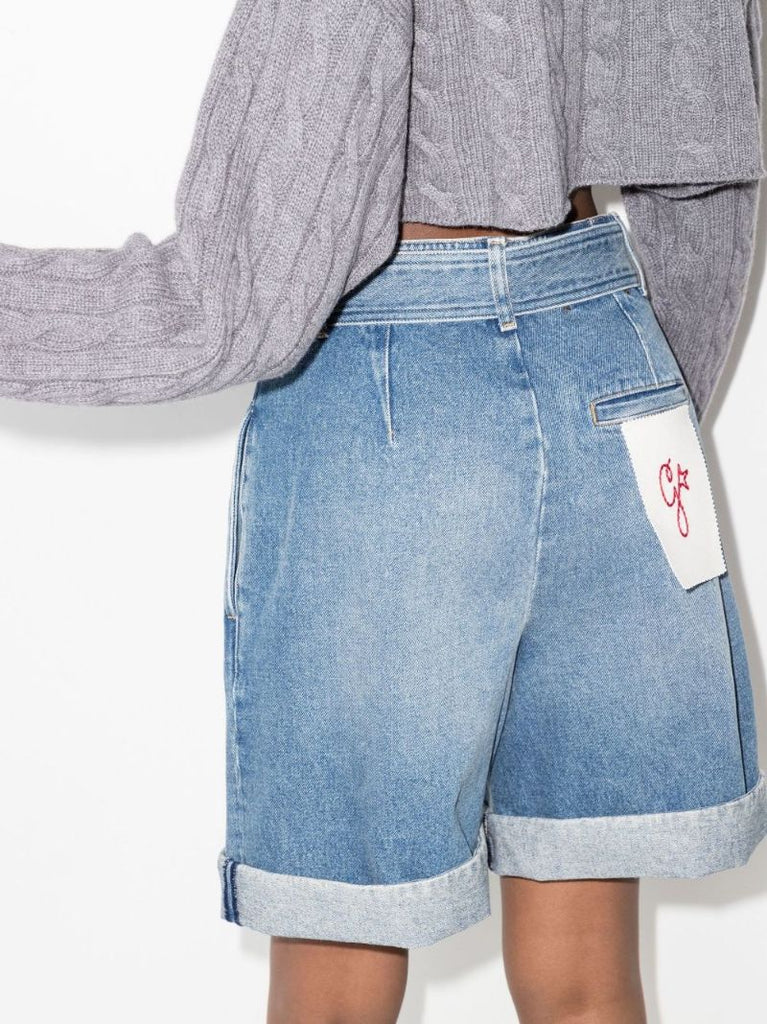 High Waist Paperbag Denim Shorts