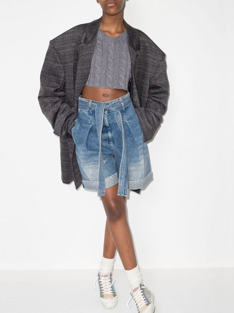 High Waist Paperbag Denim Shorts