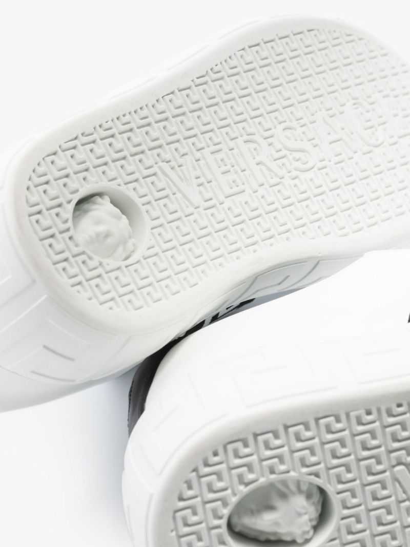 White Greca Border Leather Sneakers