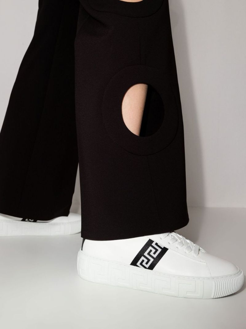 White Greca Border Leather Sneakers