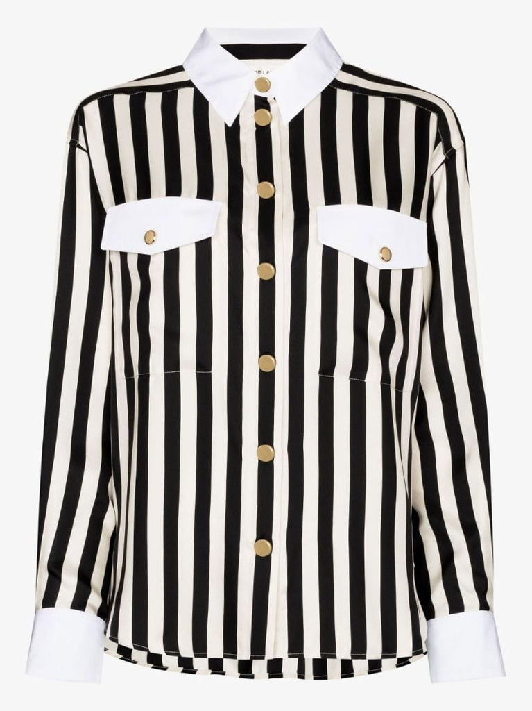 Black Striped Silk Shirt