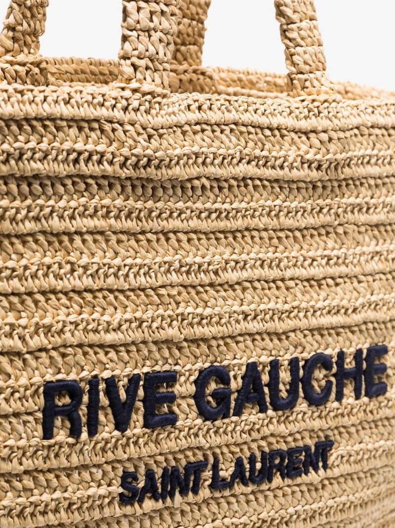 Neutral Rive Gauche Raffia Tote Bag