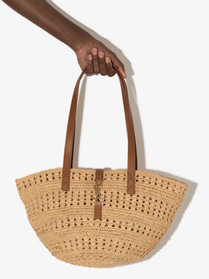 Neutral Panier Small Raffia Tote Bag