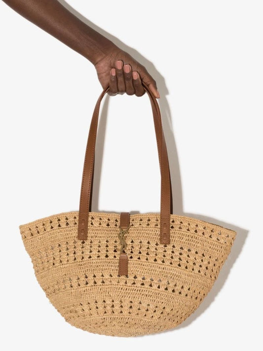 Neutral Panier Small Raffia Tote Bag
