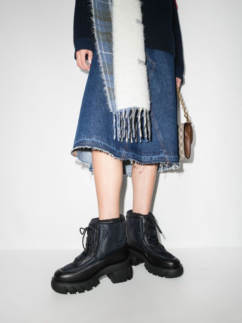 Black Romance Gg Leather Ankle Boots