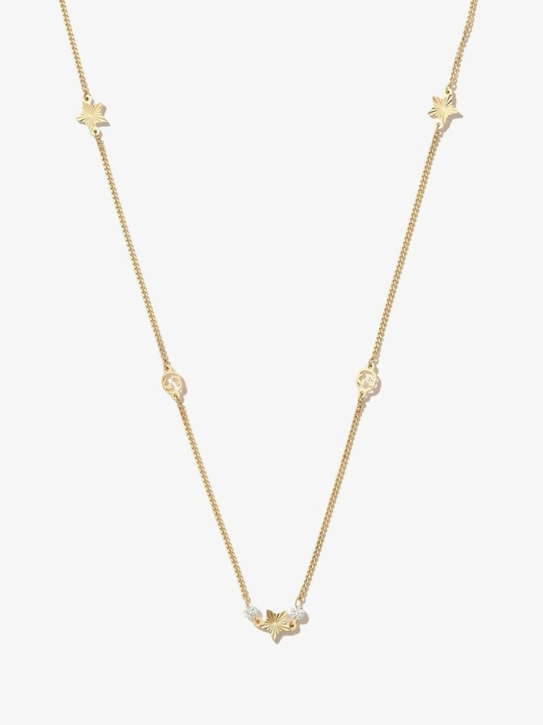 18k Yellow Gold Interlocking G Star Charm Necklace