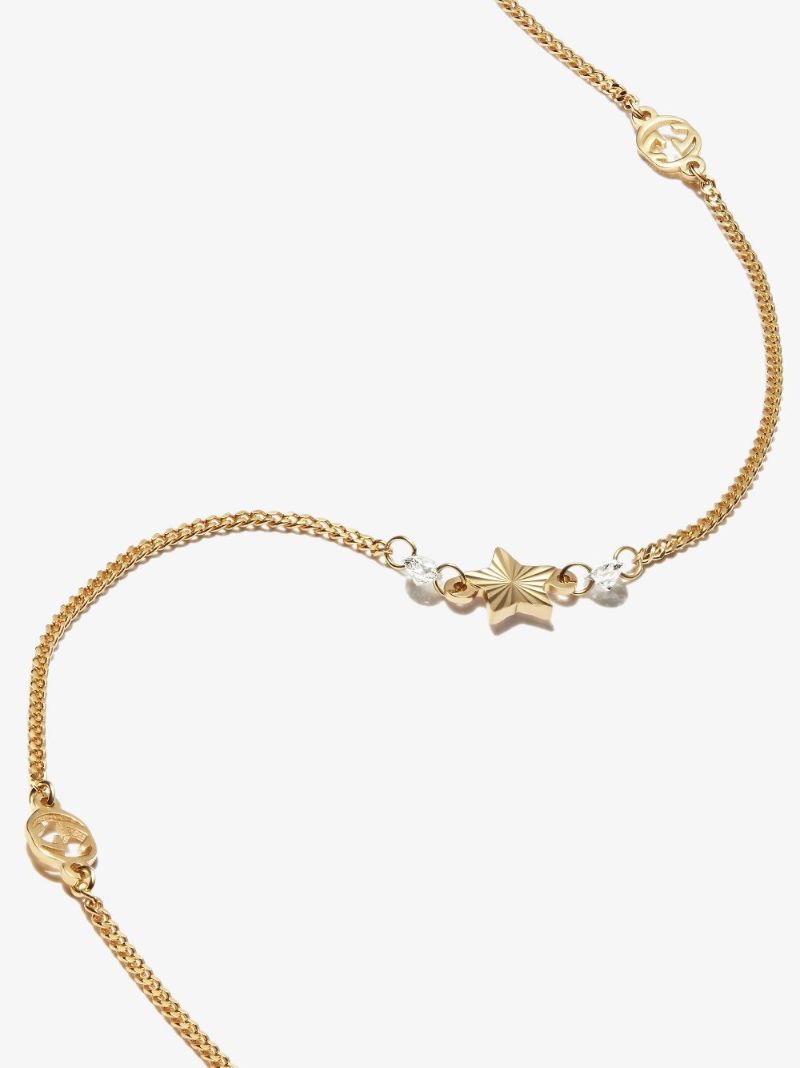 18k Yellow Gold Interlocking G Star Charm Necklace