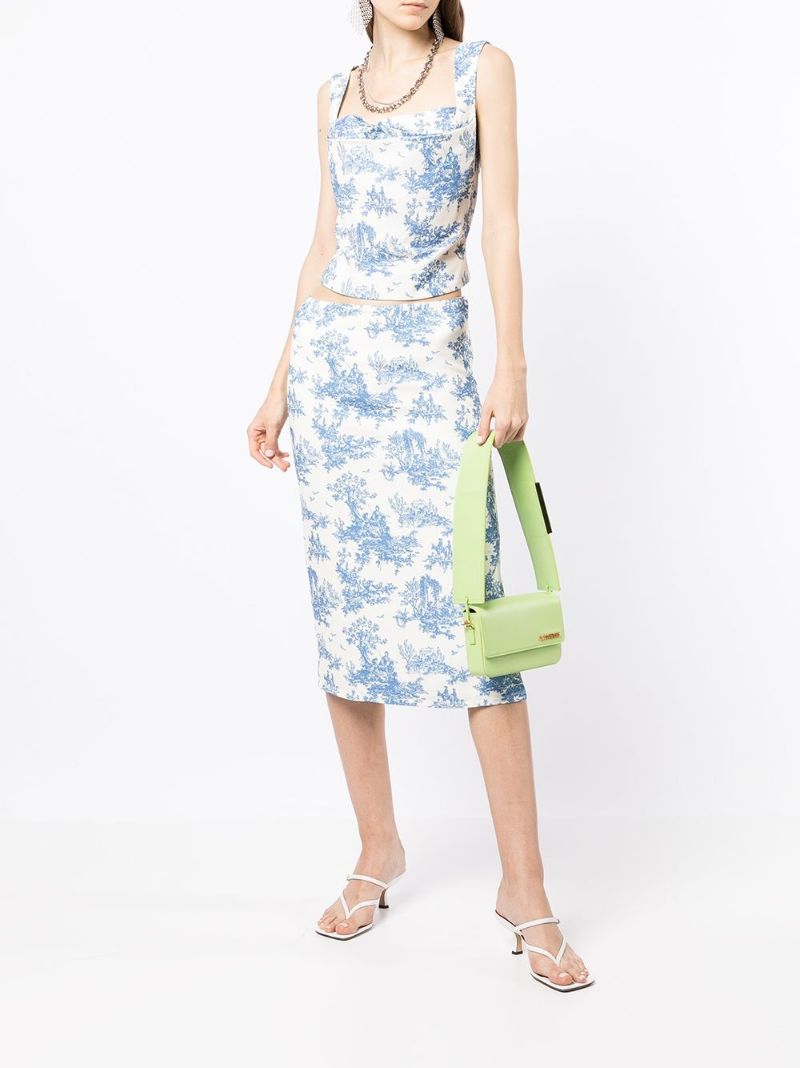 White Moni Printed Midi Skirt