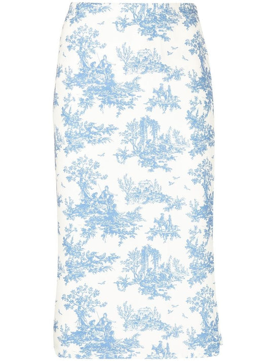 White Moni Printed Midi Skirt