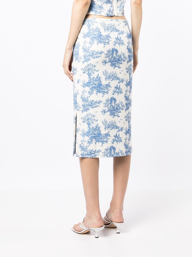 White Moni Printed Midi Skirt