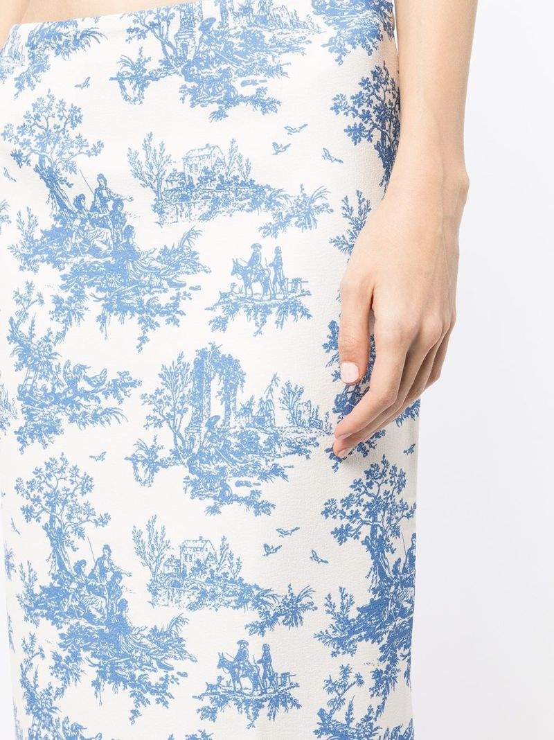 White Moni Printed Midi Skirt