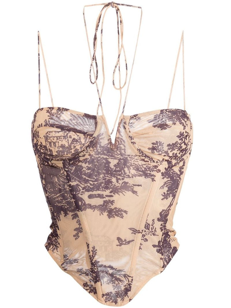 Neutral Aphex Printed Corset Top